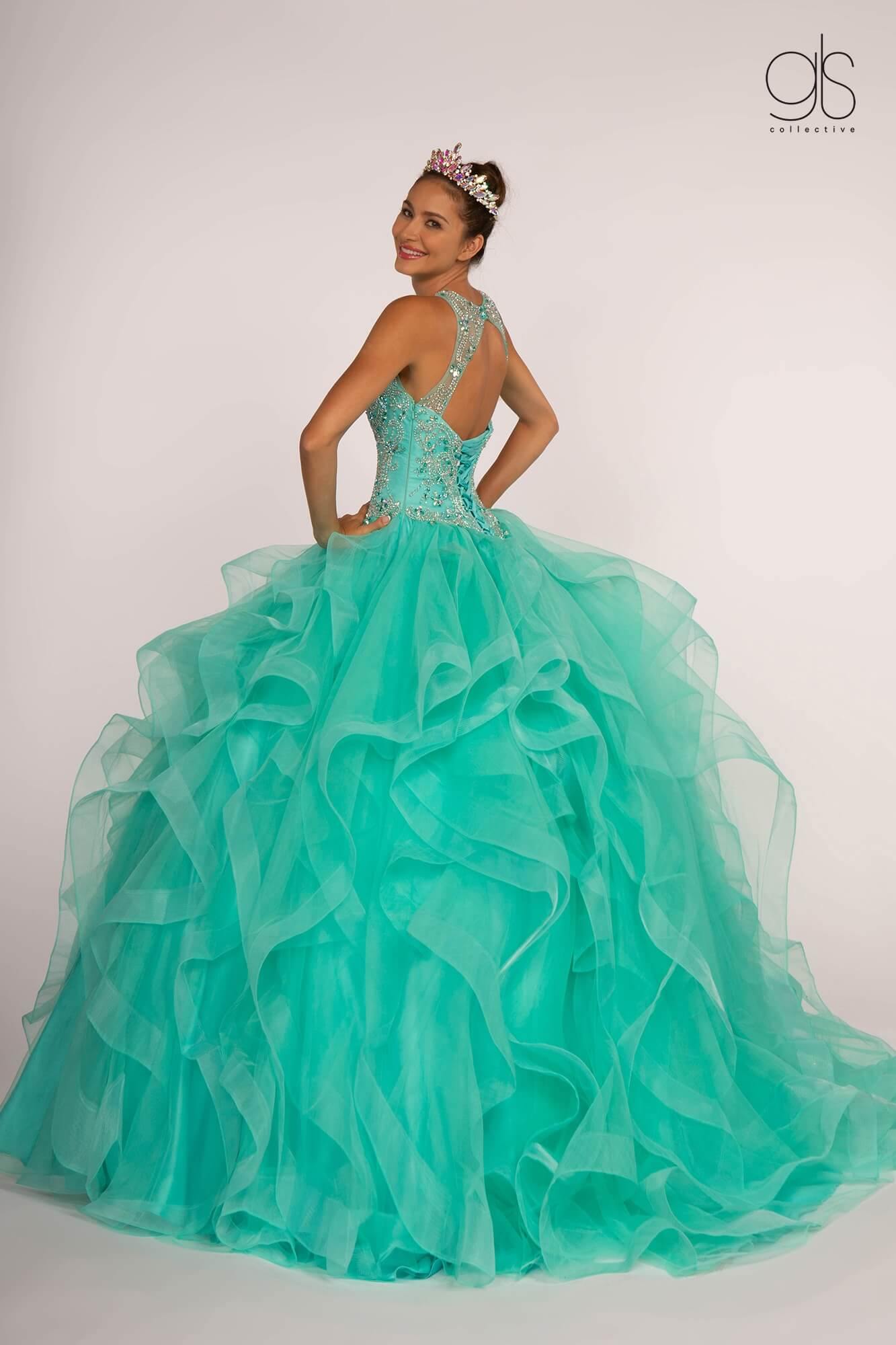 Jewel Embellished Illusion Sweetheart Quinceanera Dress
