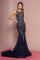 Jewel Embellished Lace Long Prom Dress - The Dress Outlet Elizabeth K