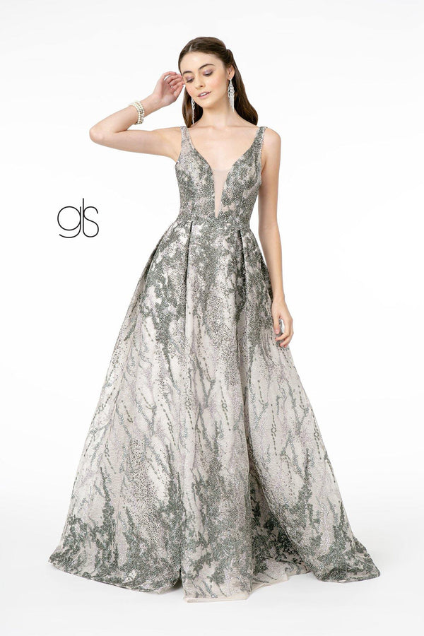 Jewel Embellished Lace Long Prom Dress