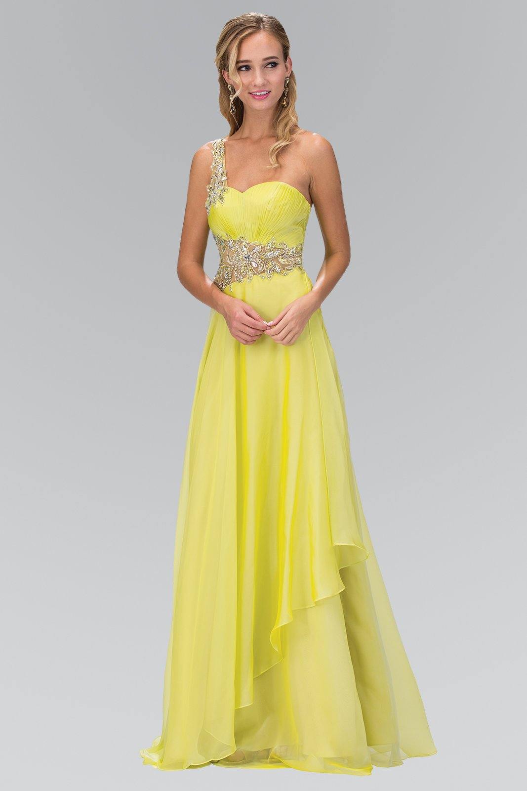 Jewel Embellished Long Prom Dress - The Dress Outlet Elizabeth K