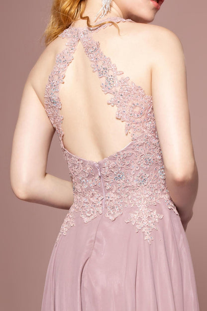 Jewel Embellished Long Prom Dress Formal - The Dress Outlet Elizabeth K