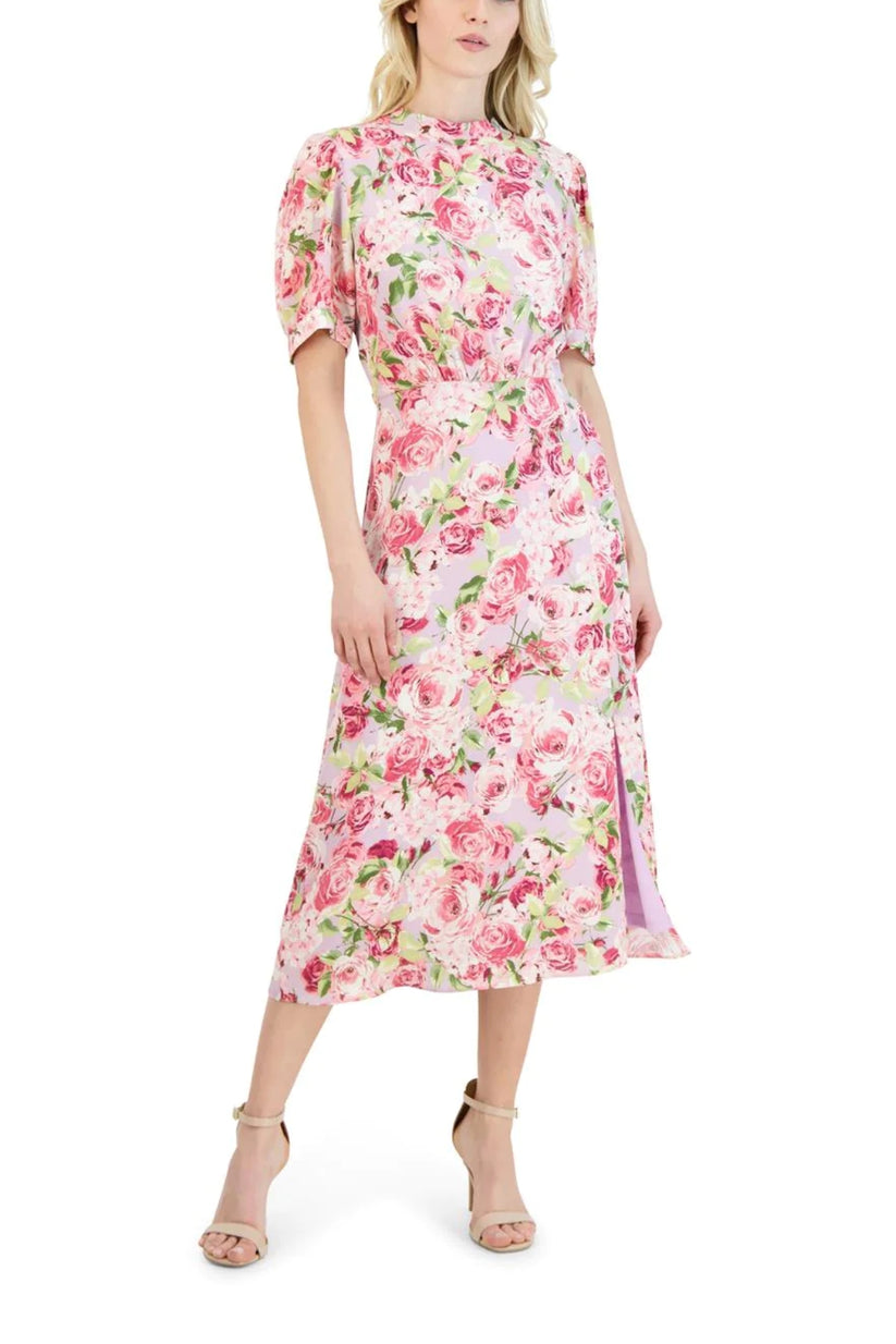 Cocktail Dresses Printed Floral Midi Short Cocktail Dress Lavender Multi