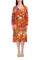 Cocktail Dresses Printed Long Sleeve Midi Cocktail Dress Orange Multi
