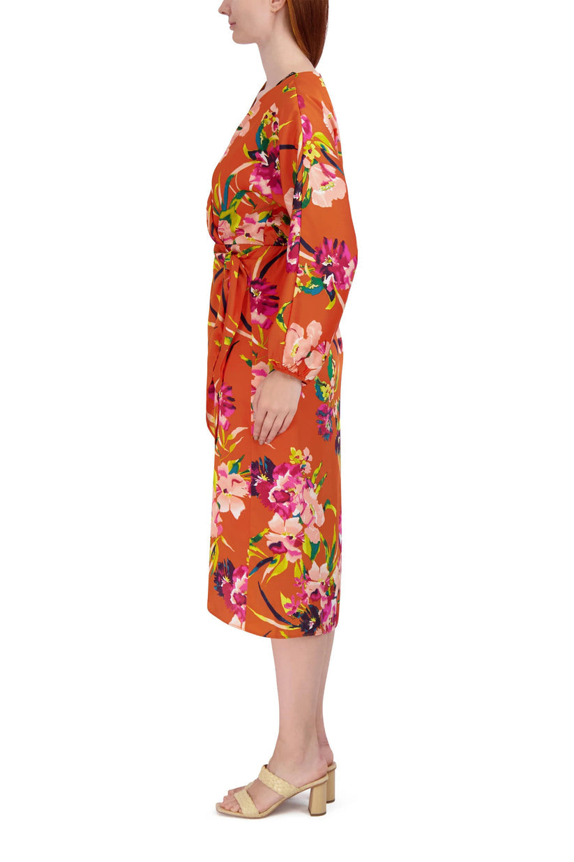 Julia Jordan JJ39066 Printed Long Sleeve Midi Cocktail Dress