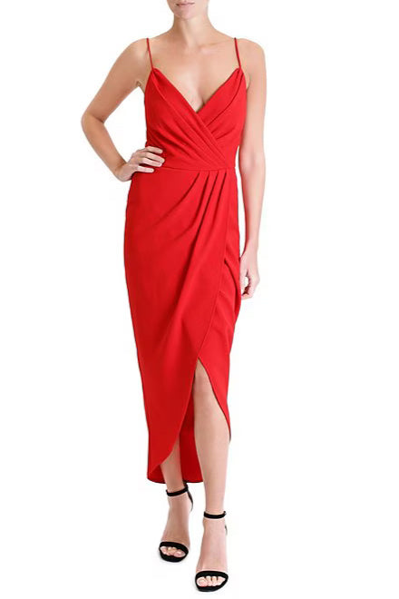 Prom Dresses Pleated  High Low Formal Pleated Prom Dress Red