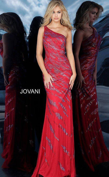 JVN By Jovani One Shoulder Long Prom Dress JVN00685 - The Dress Outlet Jovani
