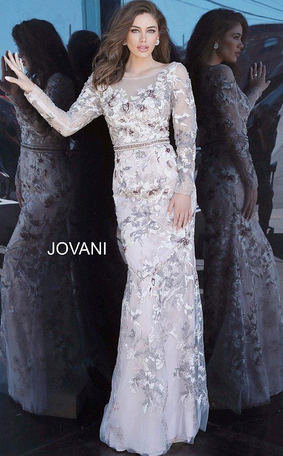Jovani 00818 Long Formal Floral Lace Gown