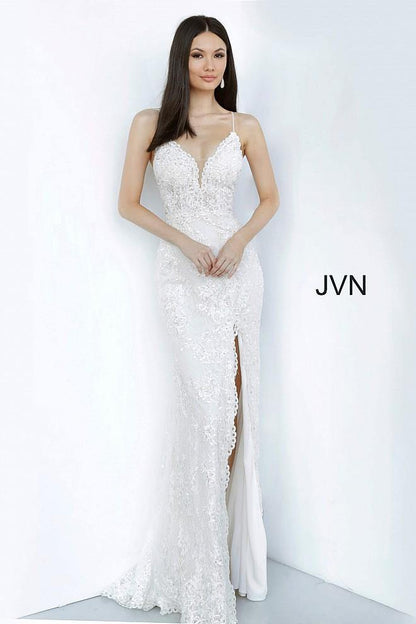 JVN By Jovani Long Formal Prom Dress JVN00864 Ivory - The Dress Outlet Jovani
