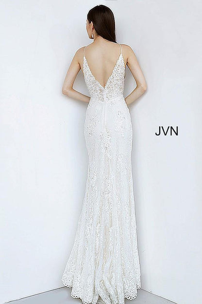 JVN By Jovani Long Formal Prom Dress JVN00864 Ivory - The Dress Outlet Jovani