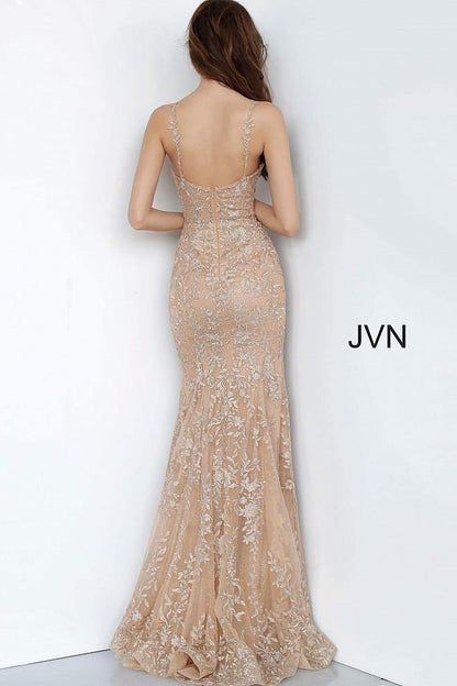 JVN By Jovani Long Prom Dress Formal JVN00908 Gold - The Dress Outlet Jovani