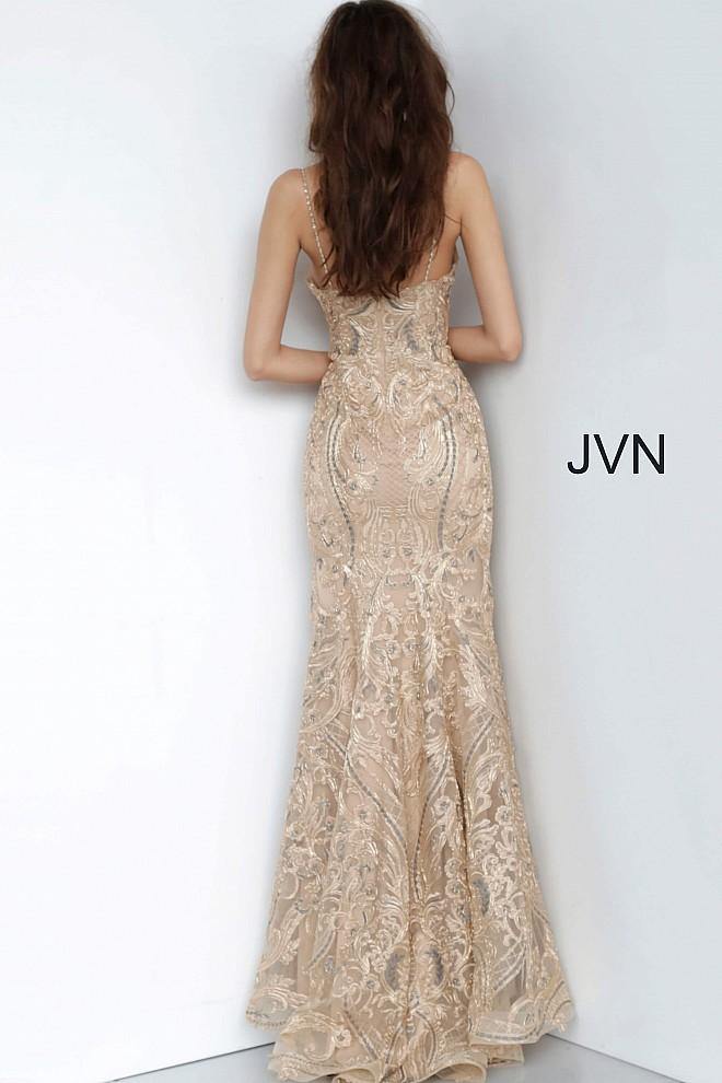 JVN By Jovani Evening Long Prom Dress JVN00916 Gold - The Dress Outlet Jovani