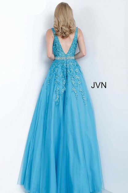 JVN By Jovani Long Ball Gown JVN00925 Turquoise - The Dress Outlet Jovani