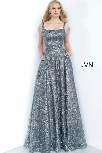 JVN By Jovani Long Prom Dress JVN00938 Charcoal - The Dress Outlet Jovani