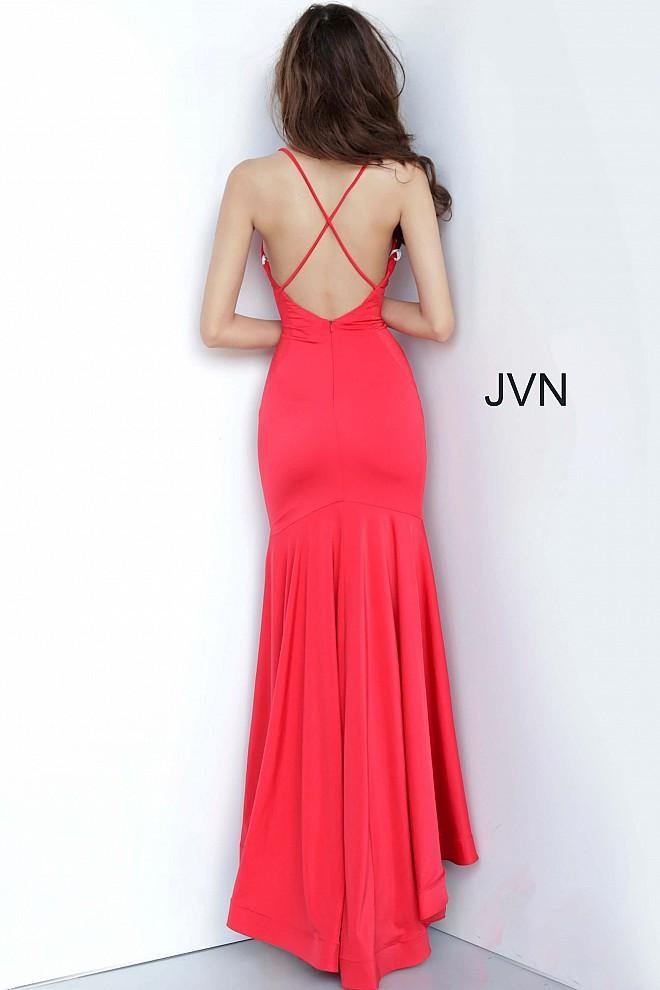 JVN By Jovani Long Formal Prom Dress JVN00964 Red - The Dress Outlet Jovani