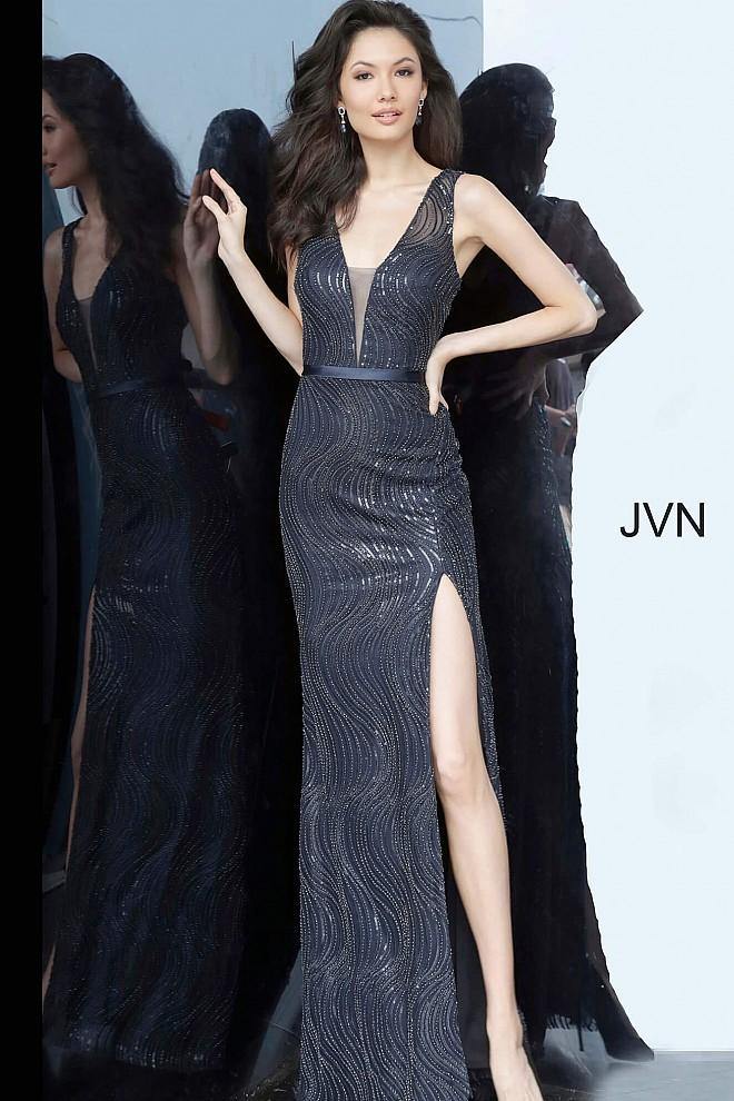 jovani navy lace dress