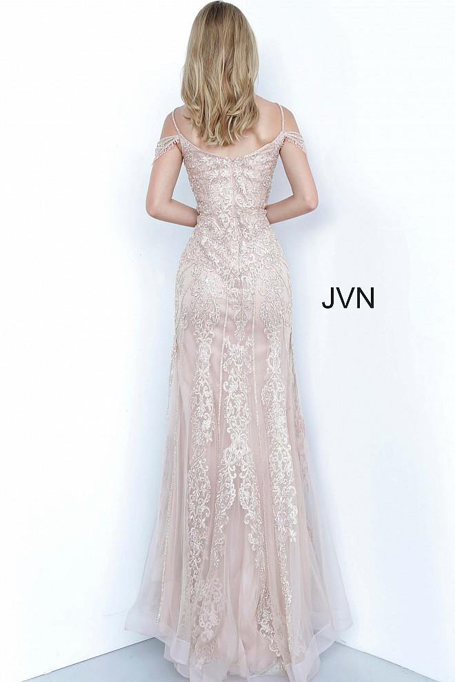 JVN By Jovani Long Evening Prom Gown JVN02011 Blush - The Dress Outlet Jovani