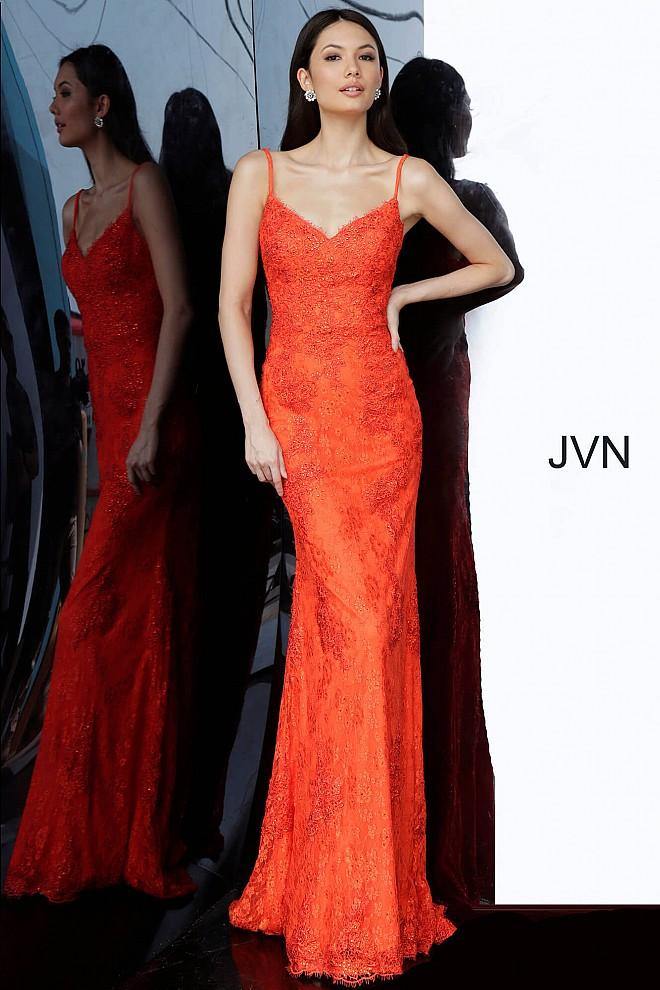 JVN By Jovani Form Fitting Lace Prom Long Dress JVN02013 - The Dress Outlet Jovani