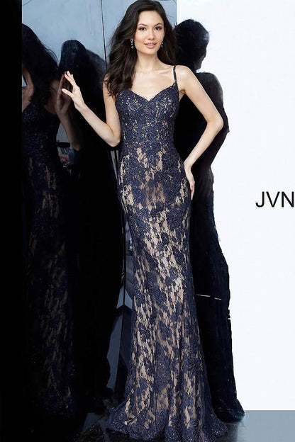 JVN By Jovani Form Fitting Lace Prom Long Dress JVN02013 - The Dress Outlet Jovani