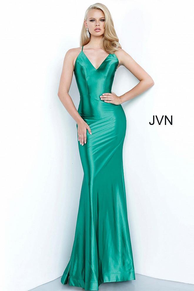 JVN By Jovani Long Formal Prom Dress JVN02048 Green - The Dress Outlet Jovani