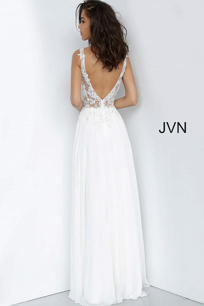 JVN By Jovani Long Prom Dress JVN02308 Off White - The Dress Outlet Jovani