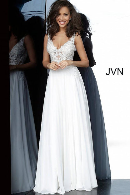 JVN By Jovani Long Prom Dress JVN02308 Off White - The Dress Outlet Jovani