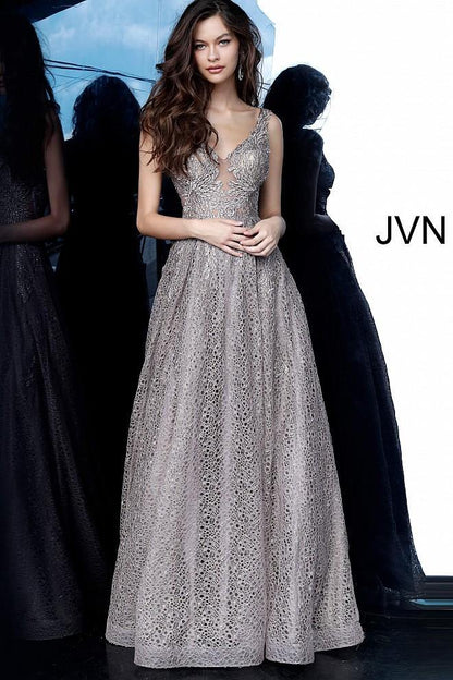 JVN By Jovani Long Prom Ball Gown JVN02314 Cafe - The Dress Outlet Jovani