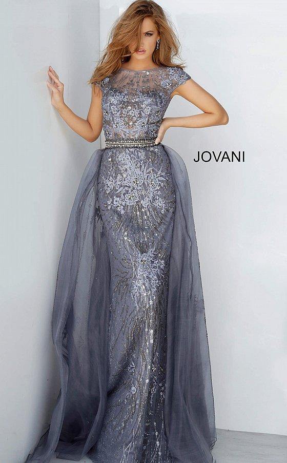 Smoke Jovani 02327 Long Formal Evening Dress for $1300.0 – The Dress Outlet
