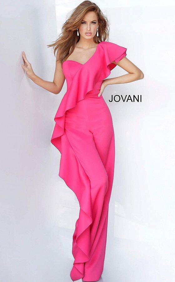 Jovani 02617 Off Shoulder Ruffle Jumpsuit