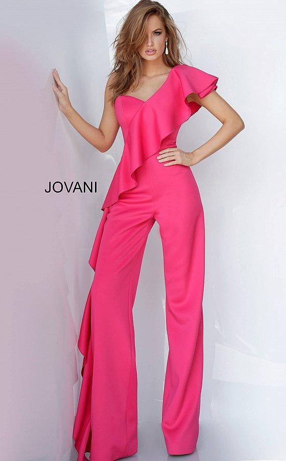 Jovani 02617 Off Shoulder Ruffle Jumpsuit