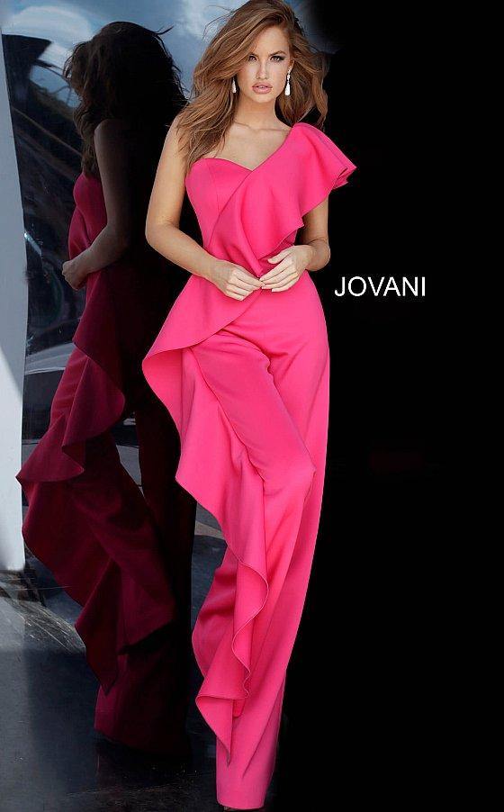 Jovani 02617 Off Shoulder Ruffle Jumpsuit