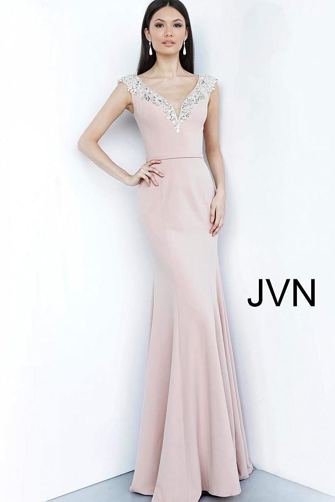 JVN by Jovani Formal Long Prom Dress JVN02629 Blush - The Dress Outlet Jovani