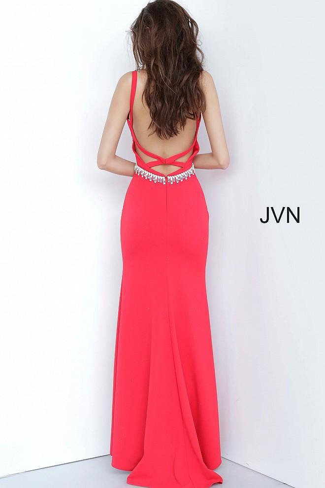 JVN By Jovani Long Fitted Prom Dress JVN02712 Red - The Dress Outlet Jovani