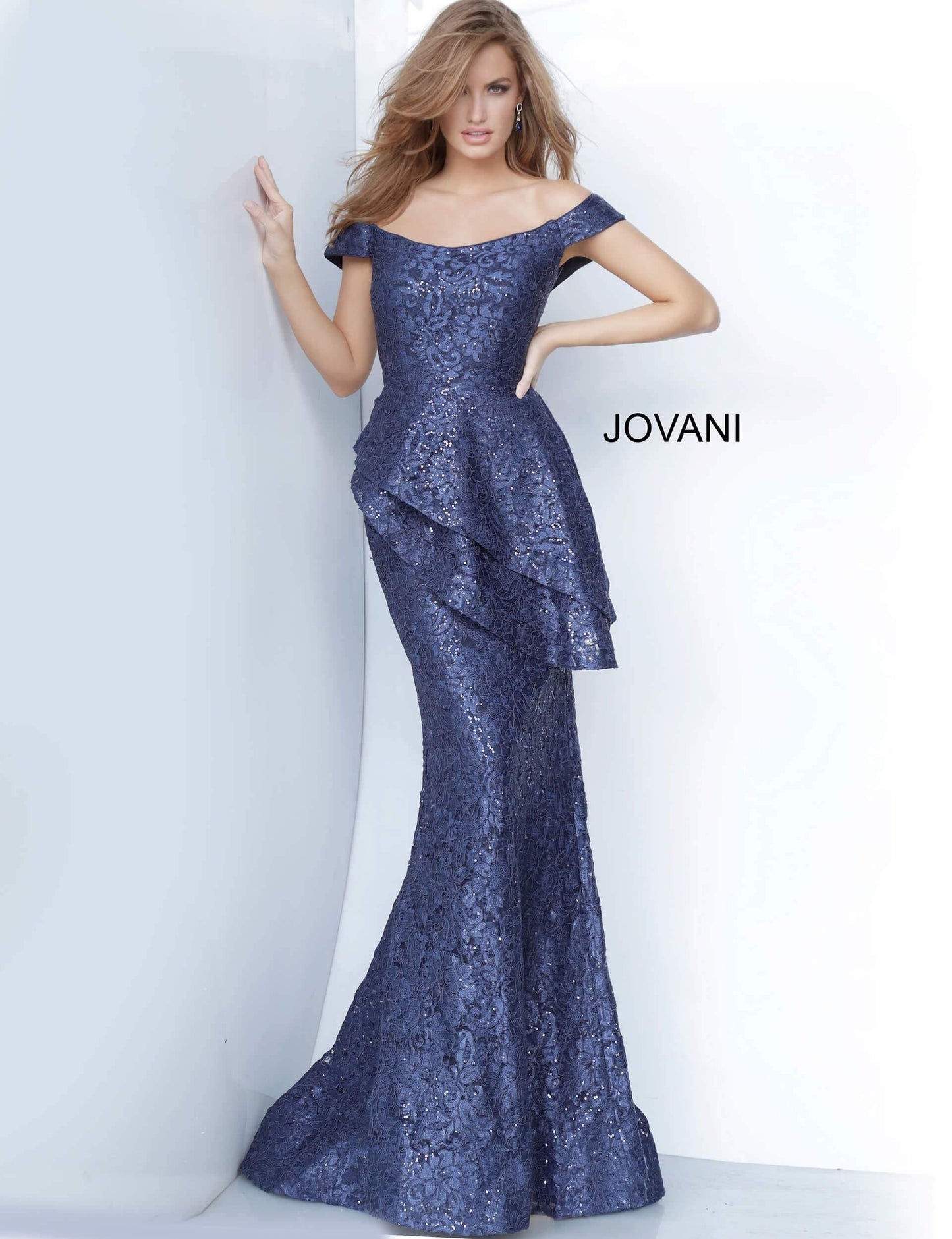 JVN By Jovani Long Formal Lace Dress JVN02911 - The Dress Outlet Jovani