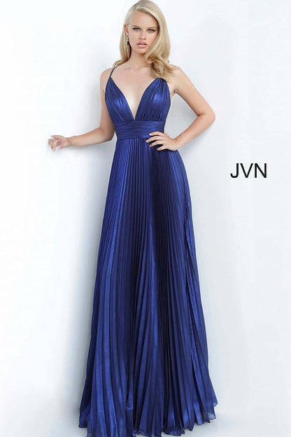 JVN By Jovani Long Formal Prom Dress JVN03061 Navy - The Dress Outlet Jovani