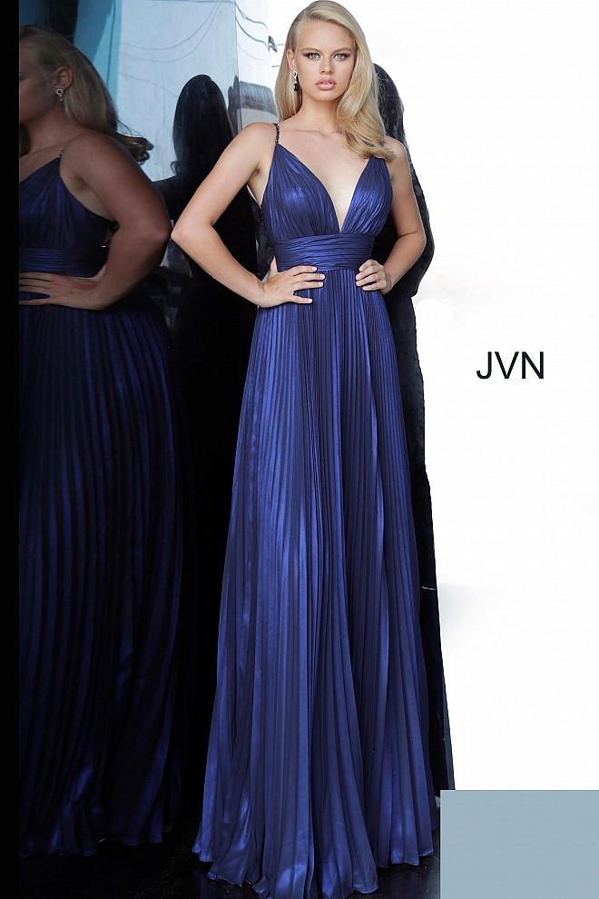 JVN By Jovani Long Formal Prom Dress JVN03061 Navy - The Dress Outlet Jovani