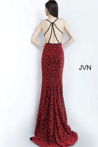 JVN By Jovani Long Prom Dress JVN03169 Black/Red - The Dress Outlet Jovani