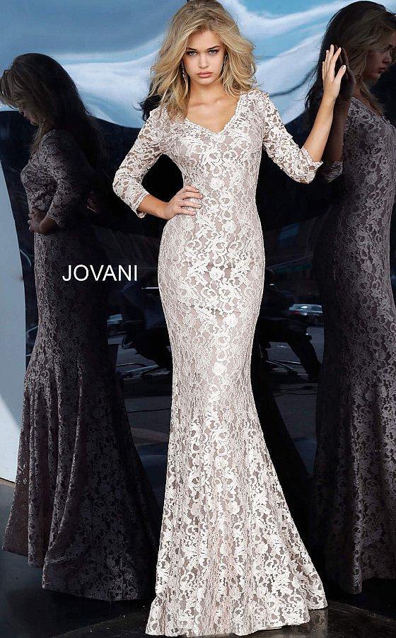 Jovani 03350 Long Formal Fitted Lace Gown