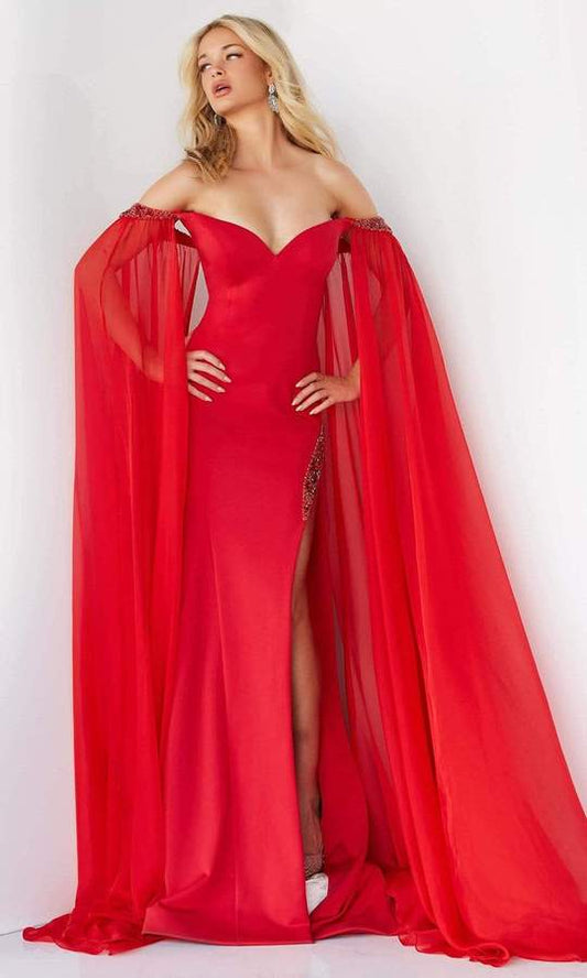Prom Dresses Long Beaded Slit Formal Prom Dress Red