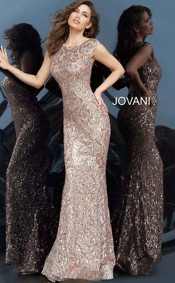 Jovani 1123 Long Formal Cap Sleeve Gown