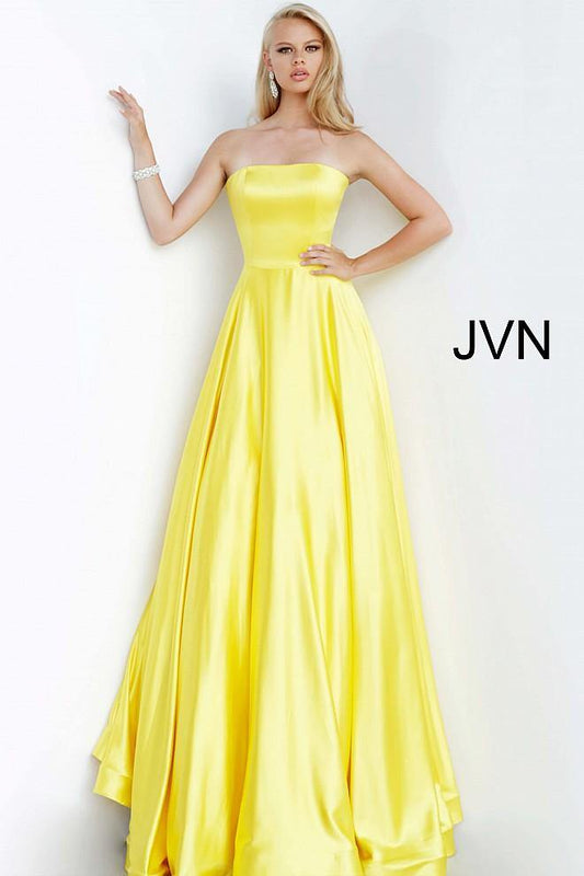 JVN By Jovani Long Formal Prom Dress JVN1716 Yellow - The Dress Outlet Jovani