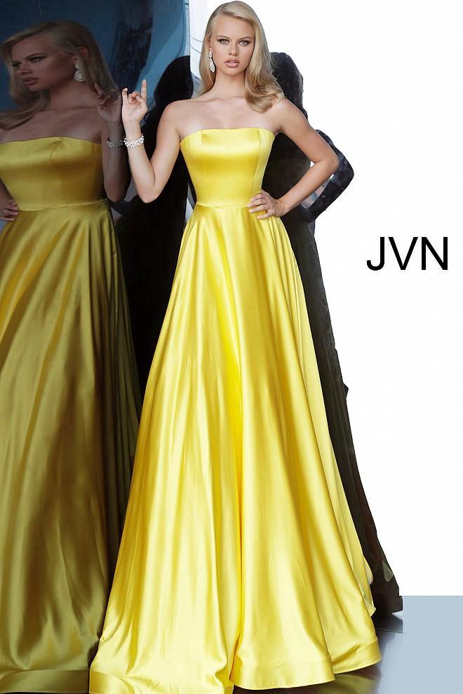 JVN By Jovani Long Formal Prom Dress JVN1716 Yellow - The Dress Outlet Jovani