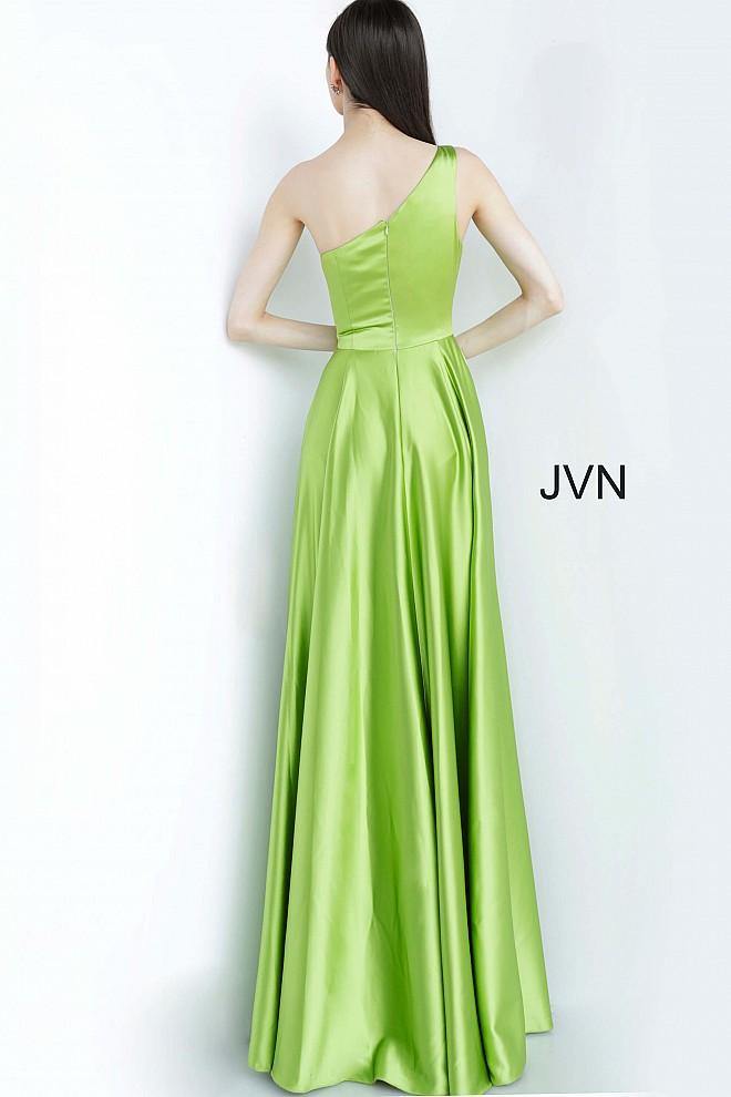 JVN By Jovani Prom Long Satin Dress JVN1766 Green - The Dress Outlet Jovani