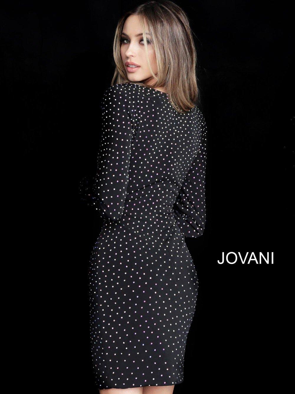 Jovani Beaded V-Neck Short Dress JVN1784 - The Dress Outlet