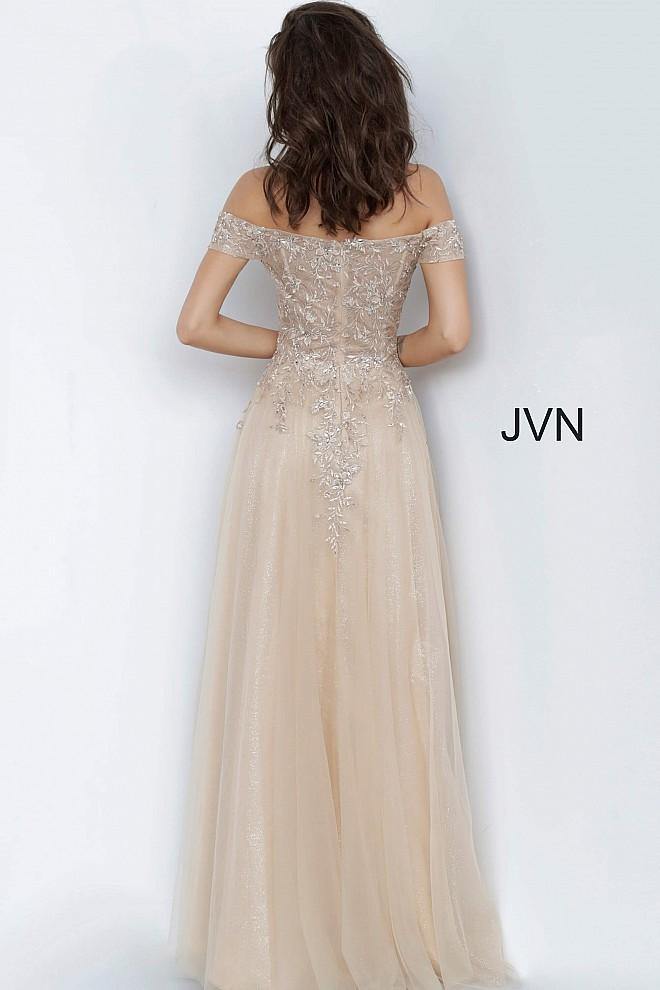 JVN by Jovani Long Formal Prom Dress JVN2004 Gold - The Dress Outlet Jovani