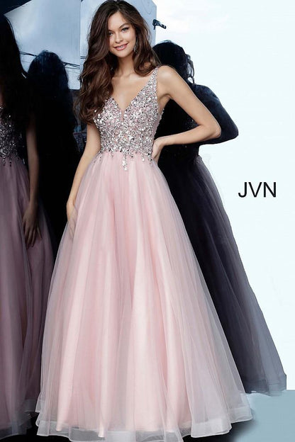 JVN By Jovani Long Prom Ball Gown JVN2007 Blush - The Dress Outlet Jovani
