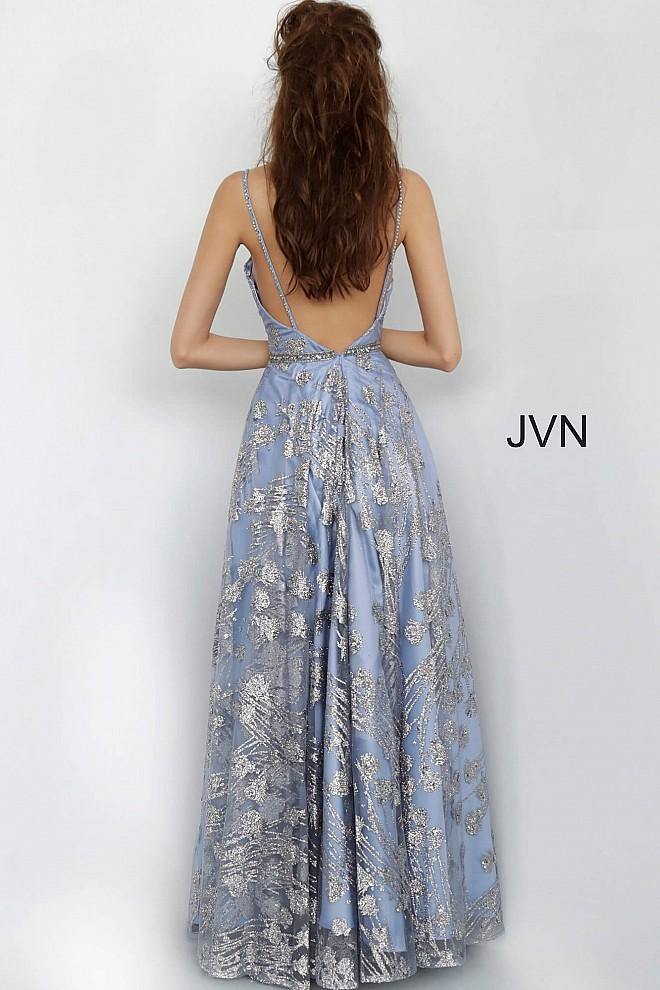 JVN By Jovani Prom Glitter Long Gown JVN2155 Blue - The Dress Outlet Jovani