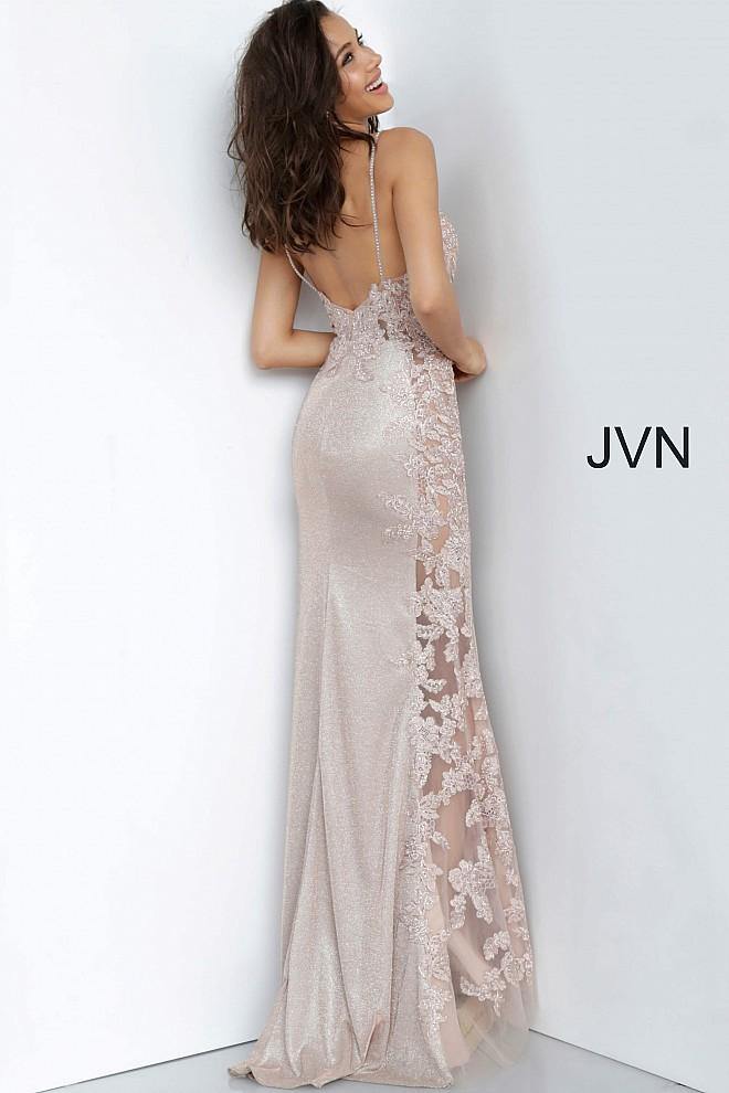 JVN By Jovani Long Formal Prom Gown JVN2205 Nude - The Dress Outlet Jovani