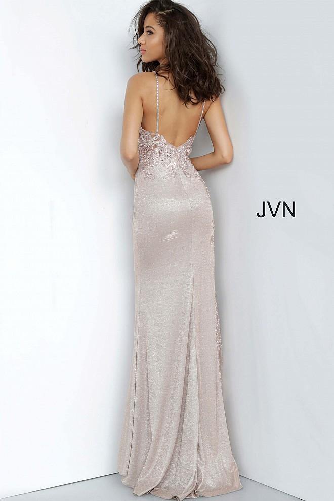 JVN By Jovani Long Formal Prom Gown JVN2205 Nude - The Dress Outlet Jovani