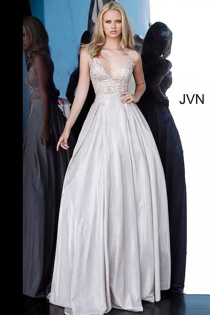 JVN By Jovani Long Spaghetti Strap Prom Ball Gown JVN2206 - The Dress Outlet Jovani