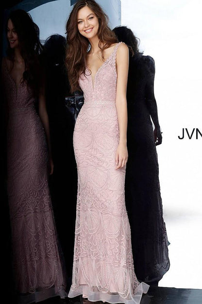 JVN By Jovani Long Prom Dress Formal JVN2237 Blush - The Dress Outlet Jovani
